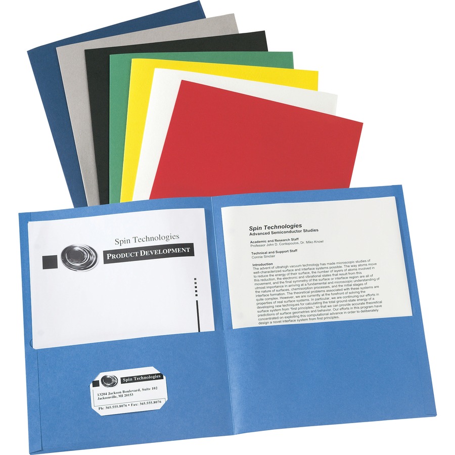 Avery® Letter Pocket Folder - 8 1/2" x 11" - 40 Sheet Capacity - 2 Internal Pocket(s) - Embossed Paper - Gray - 25 / Box