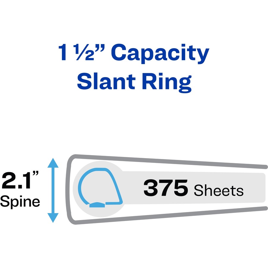 Avery® Heavy-Duty View Binder, 1-1/2 One Touch Slant Rings, 375-Sheet  Capacity, DuraHinge™, White (79795)