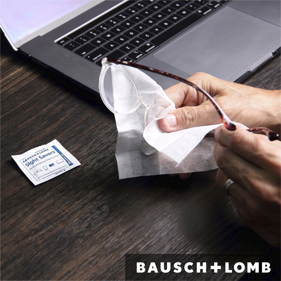 Bausch + Lomb Sight Savers Lens Cleaning Tissues - For Eyeglasses, Binocular, Monitor, Reading Glasses, Camera Lens - Pre-moistened, Anti-fog, Anti-static, Silicone-free, Individually Wrapped - 100 / Box - Multi