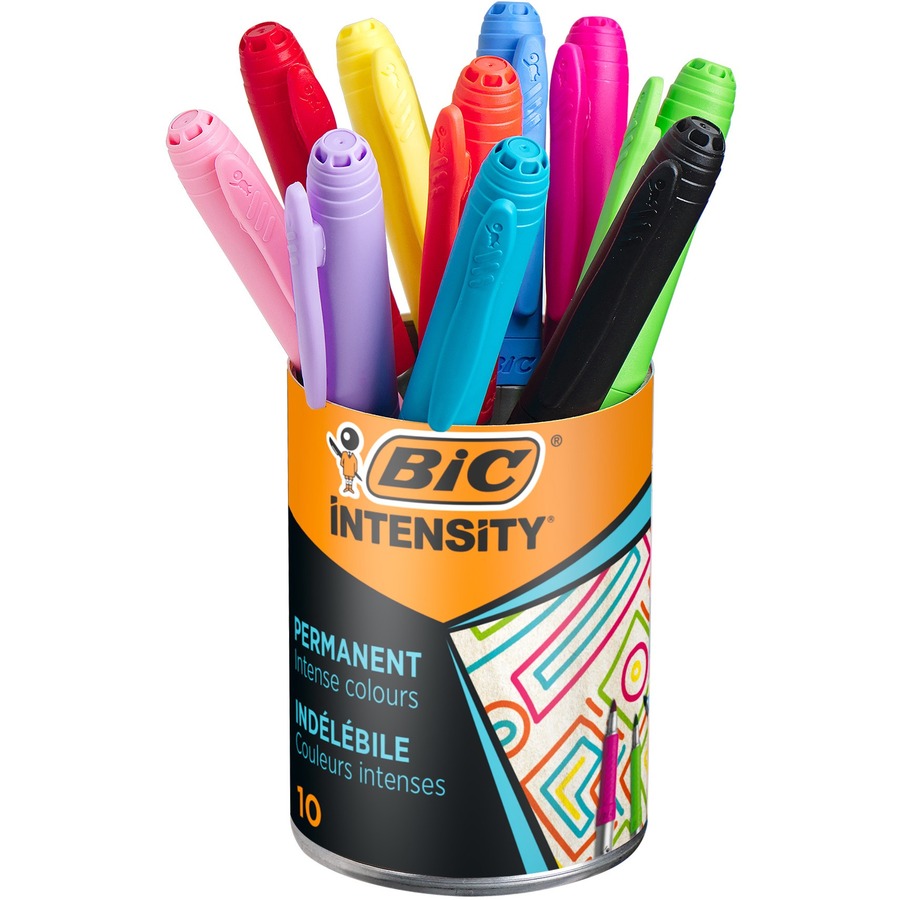 BIC Grip Permanent Marker Set - Fine Marker Point - Assorted - 5 / Pack - Permanent Markers - BICGPMP51AST