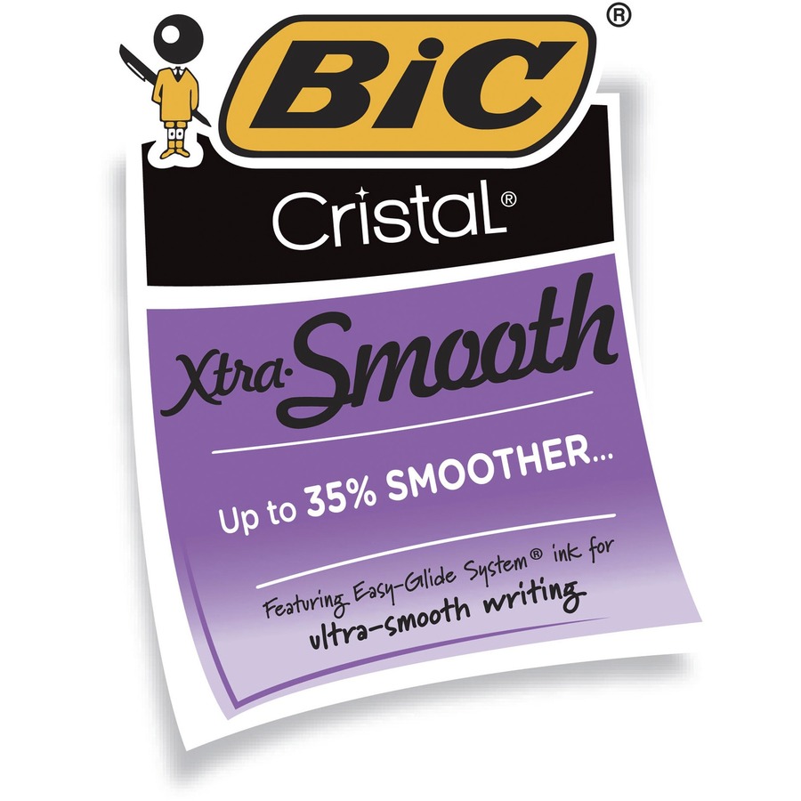 BIC Classic Cristal Ballpoint Pens - Medium Pen Point - Black - Clear Barrel - Metal Tip - 12 / Dozen - Ballpoint Stick Pens - BICMS11CBLK