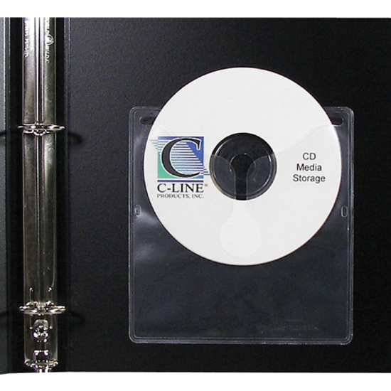 C-Line Self-Adhesive CD/DVD Poly Holders - 1 x CD/DVD Capacity - Clear - Polypropylene - 10 / Pack - CD/DVD Case Inserts - CLI70568