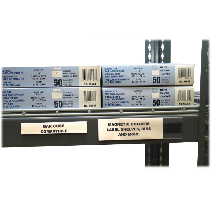 C-Line HOL-DEX Magnetic Shelf/Bin Label Holders - 1-Inch x 6-Inch, 10/BX, 87227