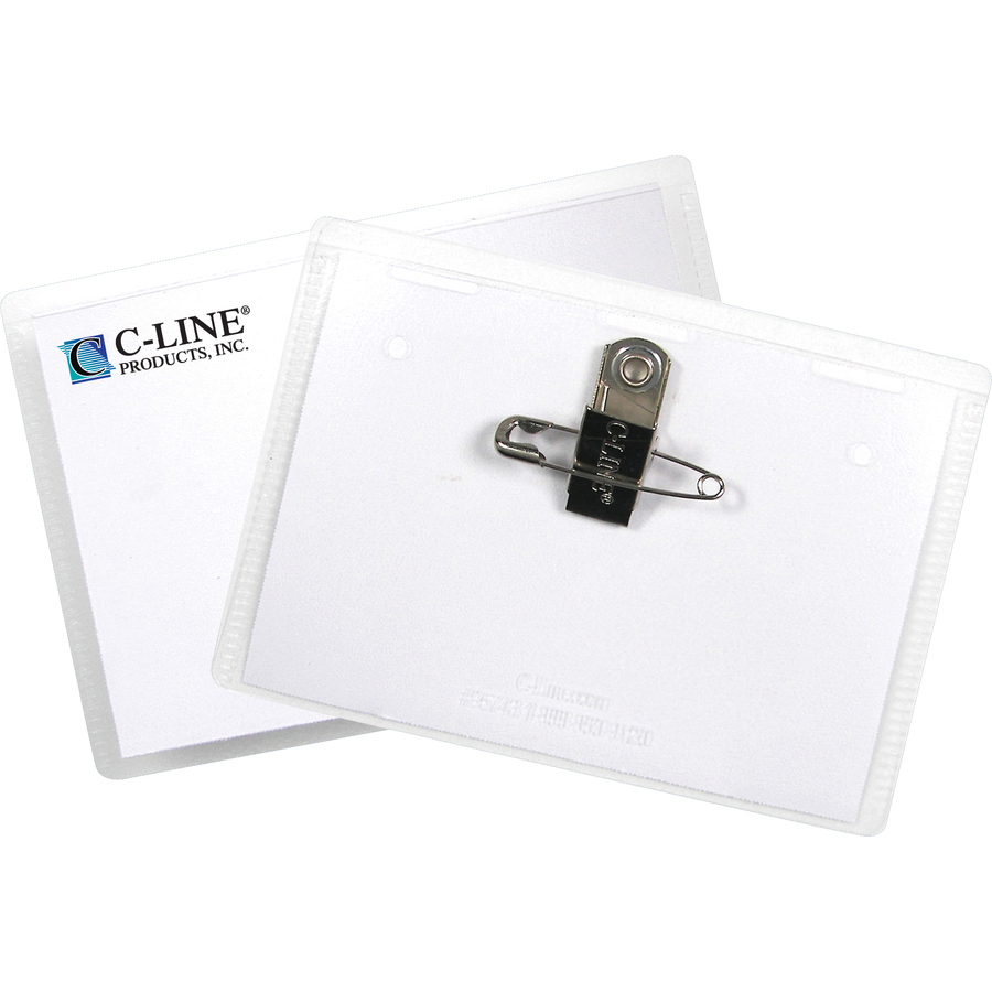 C-Line Clip Pin Laser/Inkjet Badge Holder Kit - 50 / Box - Name Badge Holders - CLI95743