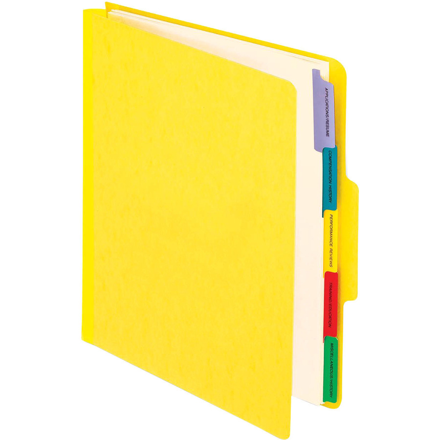 Pendaflex 1/3 Tab Cut Letter Recycled Organizer Folder - 8 1/2" x 11" - 2" Expansion - Center Tab Position - 5 Divider(s) - Yellow - 65% Recycled - 1 Each
