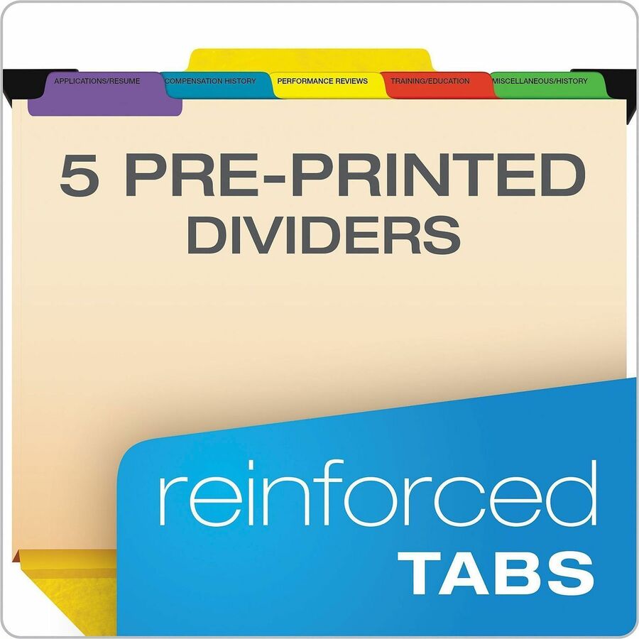 Pendaflex 1/3 Tab Cut Hanging Folder - 9 1/2" x 11 3/4" - 2" Expansion - 1" for Folder - 5 Divider(s) - 20 pt. - Pressguard - Yellow - Tab Divider, Moisture Resistant, Reinforced Gusset, Rip Resistant - 1 Each