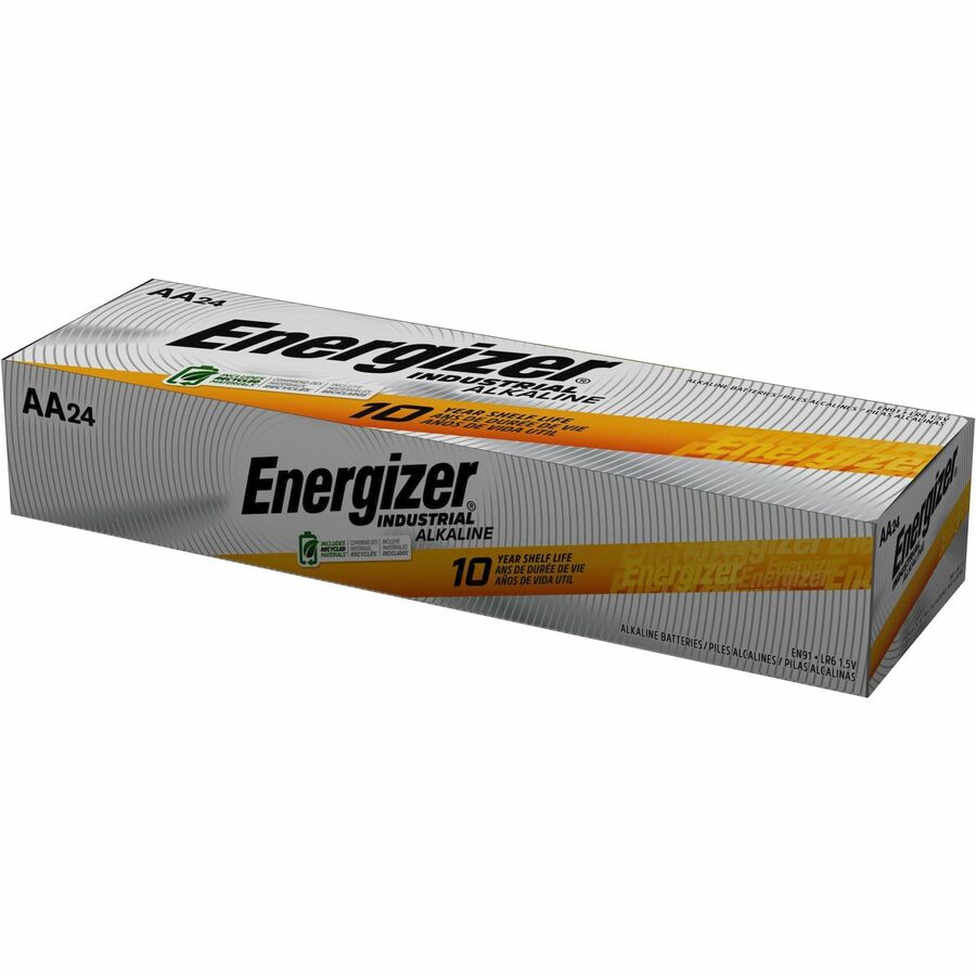 Energizer Industrial Alkaline AA Batteries, 24 pack - For Multipurpose - AA - 1.5 V DC - 2779 mAh - Alkaline - 24 / Box