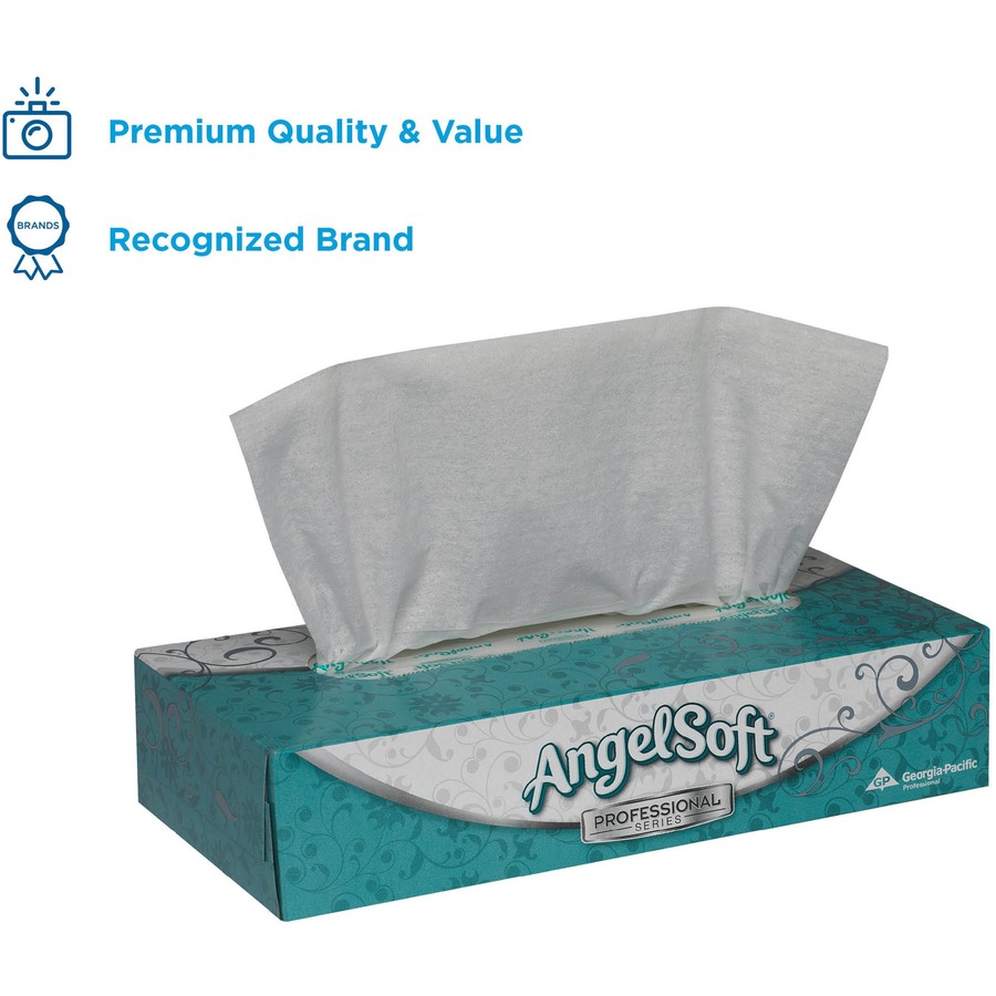 Angel Soft Professional Series Premium Facial Tissue - 2 Ply - 8.85" x 7.65" - White - Fiber - 100 Per Box - 100 / Box