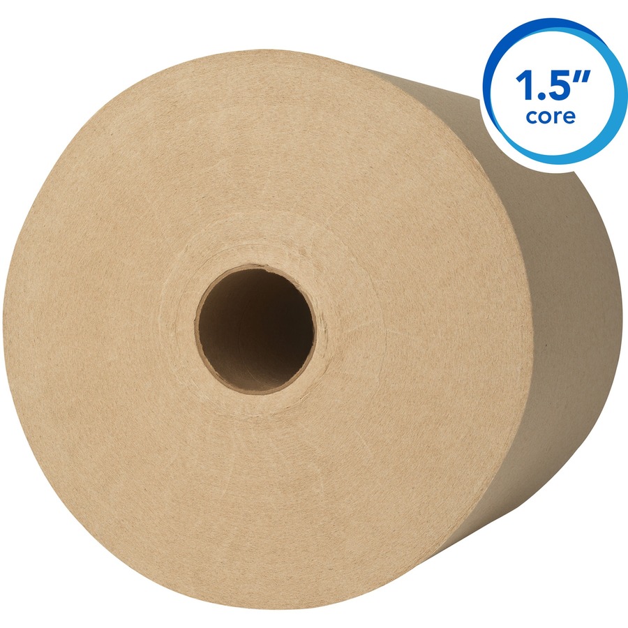 Scott 100% Recycled Fiber Hard Roll Paper Towels with Absorbency Pockets - 8" x 800 ft - Brown, Kraft - Paper - 12 / Carton