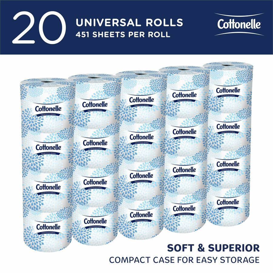 Cottonelle Professional Standard Roll Toilet Paper - 2 Ply - 4" x 4" - 451 Sheets/Roll - White - 20 / Carton