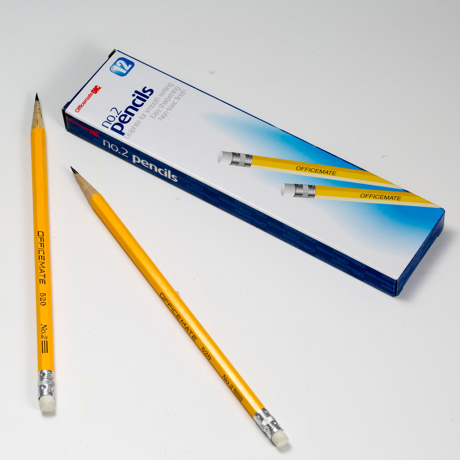 Officemate No. 2 Wood Pencils - #2 Lead - Yellow Wood Barrel - 1 Dozen