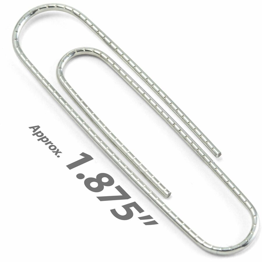Officemate Giant Non-skid Paper Clips - Jumbo - 2" Length x 0.5" Width - 1000 / Pack - Silver - Steel