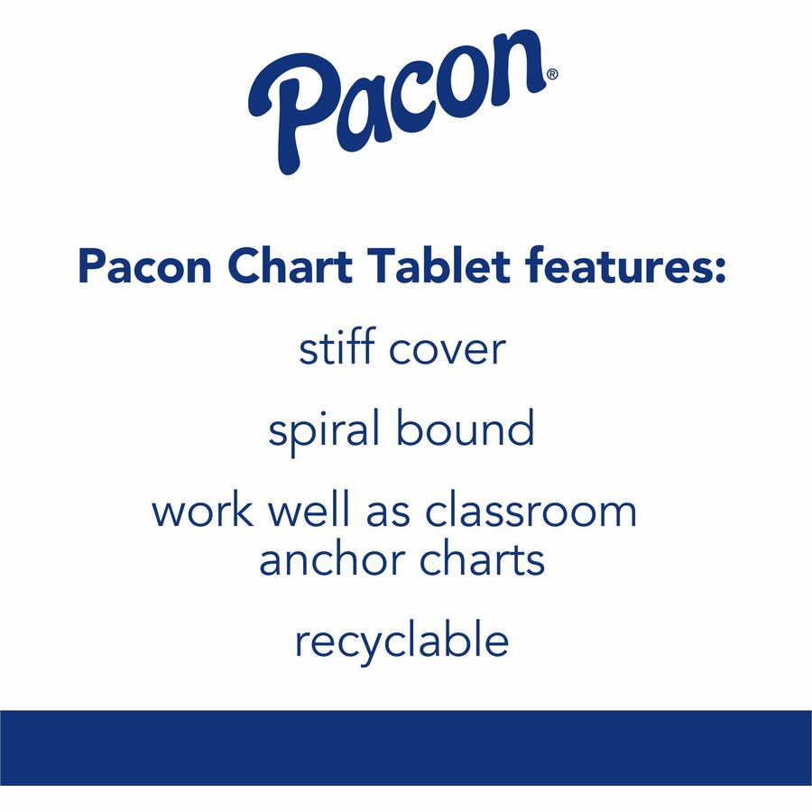 Pacon Chart Table - 70 Sheets - Glue - Ruled - 1" Ruled - Unruled Margin - 24" x 32" - White Paper - Bond Paper - 1 Each