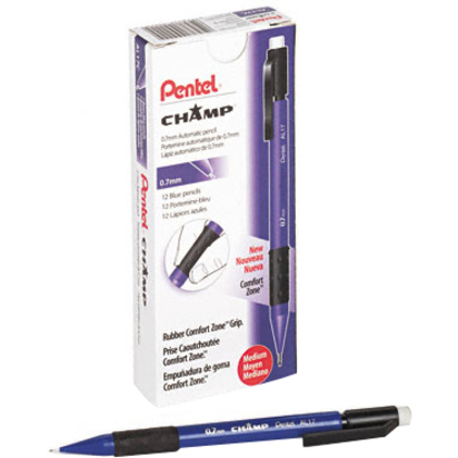 Pentel Champ Mechanical Pencils - #2 Lead - 0.7 mm Lead Diameter - Refillable - Blue Barrel - 1 Dozen