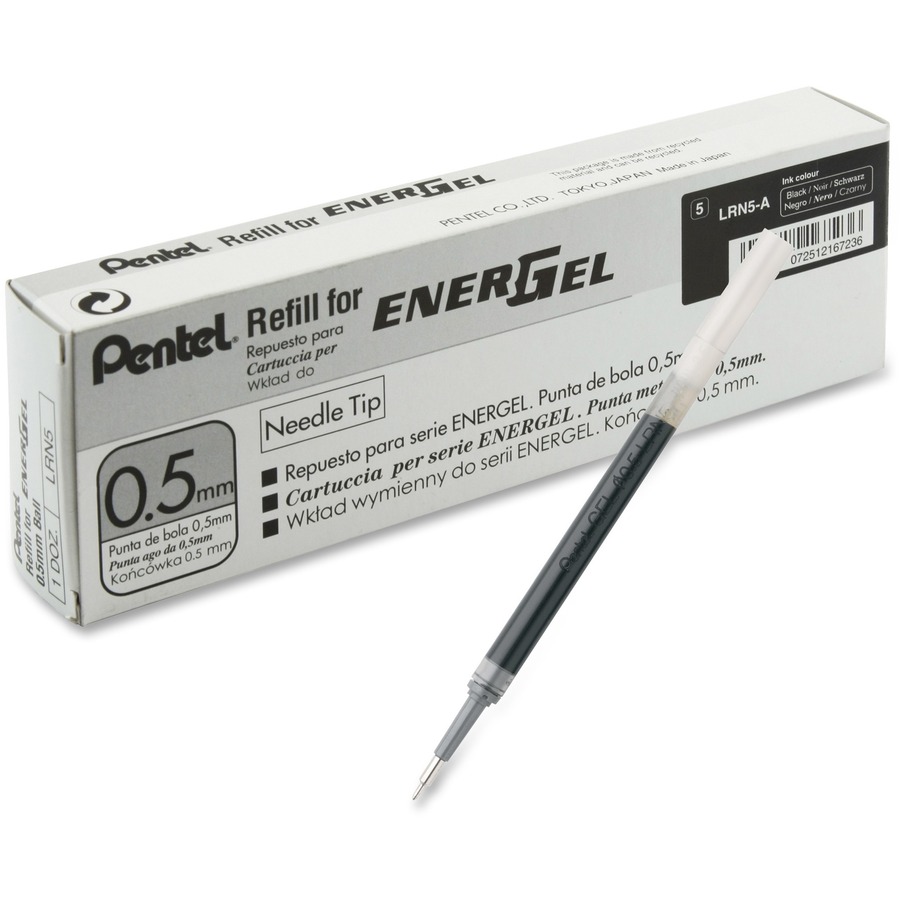 Pentel EnerGel .5mm Liquid Gel Pen Refill - 0.50 mm, Fine Point - Black Ink - Acid-free, Quick-drying Ink - 1 Each - Pen Refills - PENLRN5A