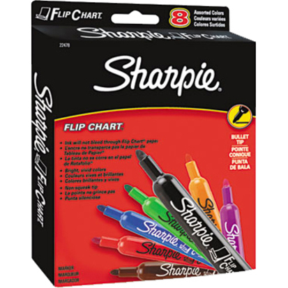 Sharpie Flip Chart Markers - Bullet Marker Point Style - Assorted Water Based Ink - Assorted Barrel - 8 / Set