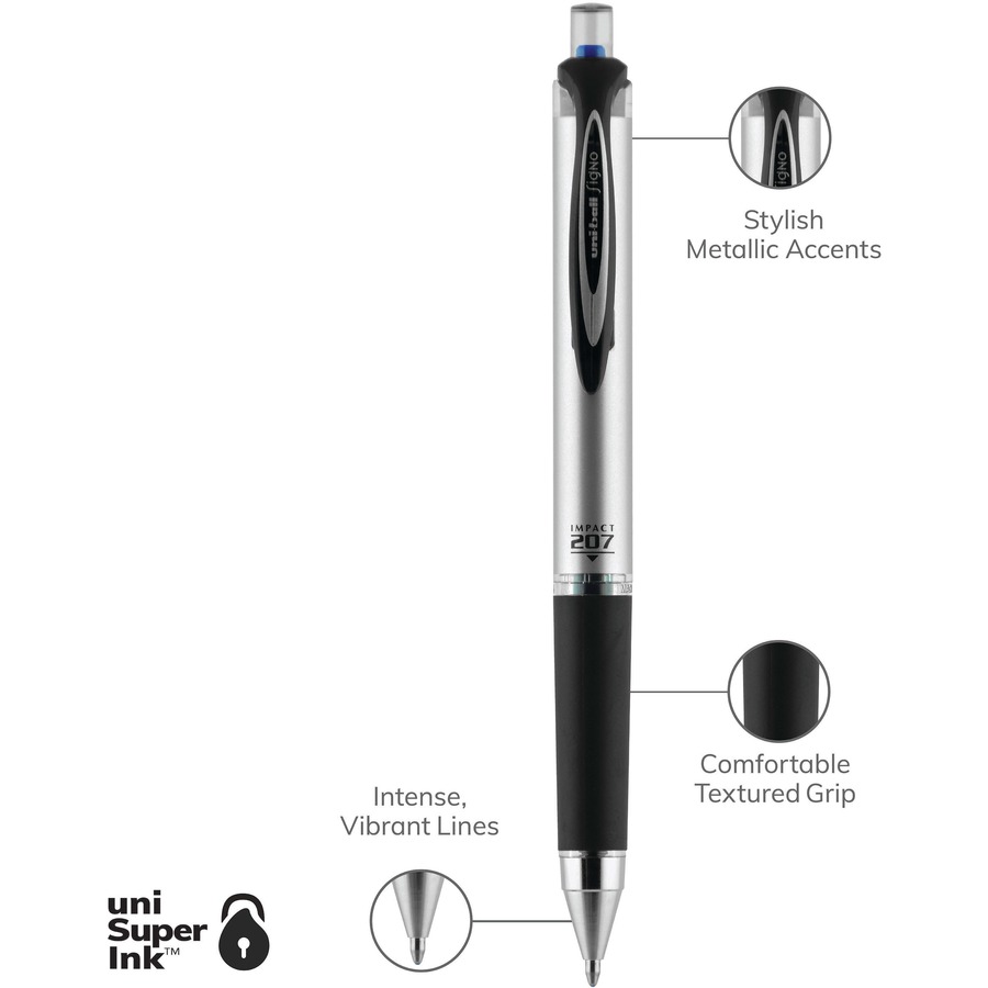 Uni Ball Uni Super Ink 0.7 MM Medium Black Gel Pens 2 ea