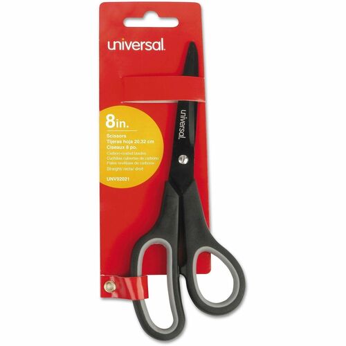 Economy All-Purpose Scissors - 8" Stainless Steel, Straight Handle, Black, For Office & Craft