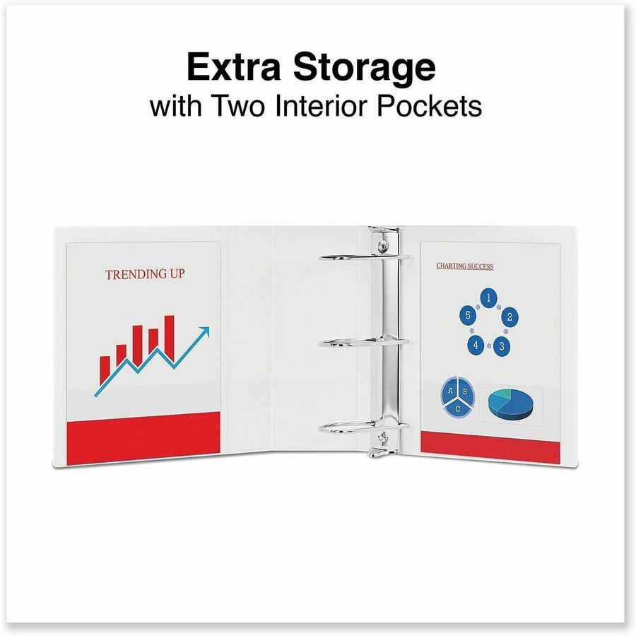 Universal Slant D-Ring View Binder, 3 Rings, 5" Capacity, 11 x 8.5, White - 5" Binder Capacity - Letter - 8 1/2" x 11" Sheet Size - 950 Sheet Capacity - 3 Ring(s) - Fastener(s): Ring - Pocket(s): 2, Inside Front & Back - Polypropylene - White - Non-stick 