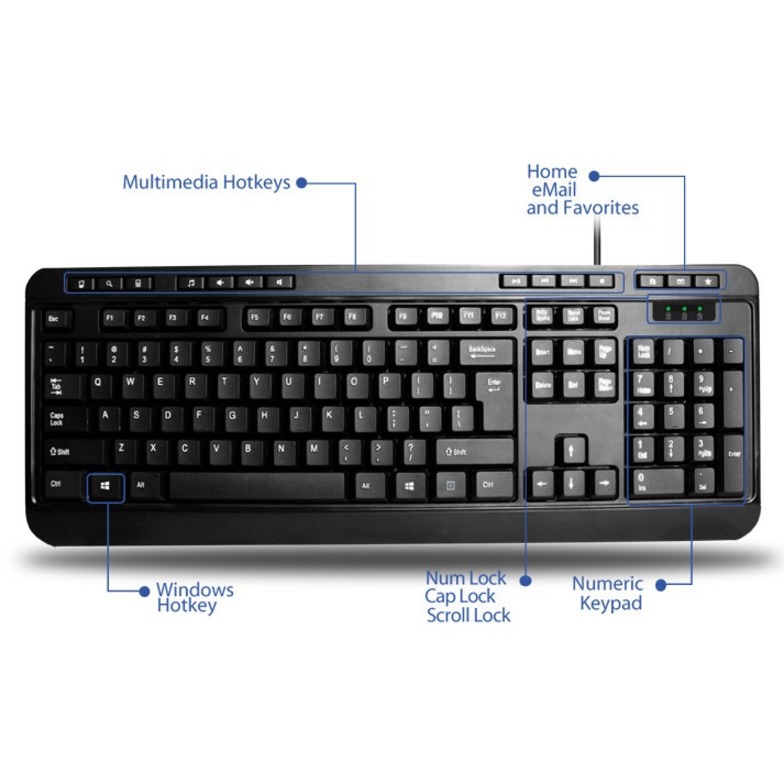Adesso Antimicrobial Multimedia Desktop Keyboard and Mouse Combo