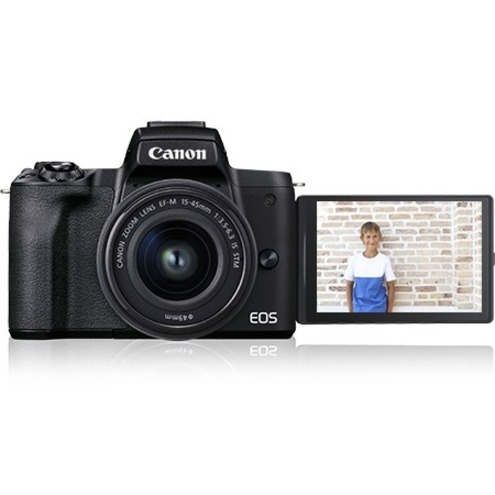 Canon EOS M50 Mark II Content Creator Kit digital camera mirrorless 24.1 MP  APS C 4K 24 fps 3x optical zoom EF M 15 45mm IS STM lens Wi Fi Bluetooth  black - Office Depot