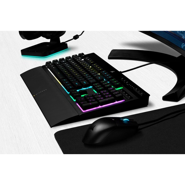 The CORSAIR K55 RGB PRO Gaming Keyboard lights up your desktop with five-zone dynamic RGB backlighting and powers up your gameplay with six easy to set up dedicated macro keys. The K55 RGB PRO XT is certified for IP42 dust and spill-resistance to stand up
