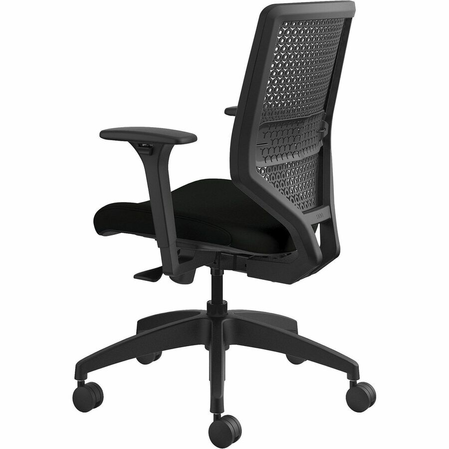 HON Solve Chair - Black Seat Color - Vinyl Seat Material - Charcoal Back Color - Black Frame Color - Mid Back - Black - 1 Each