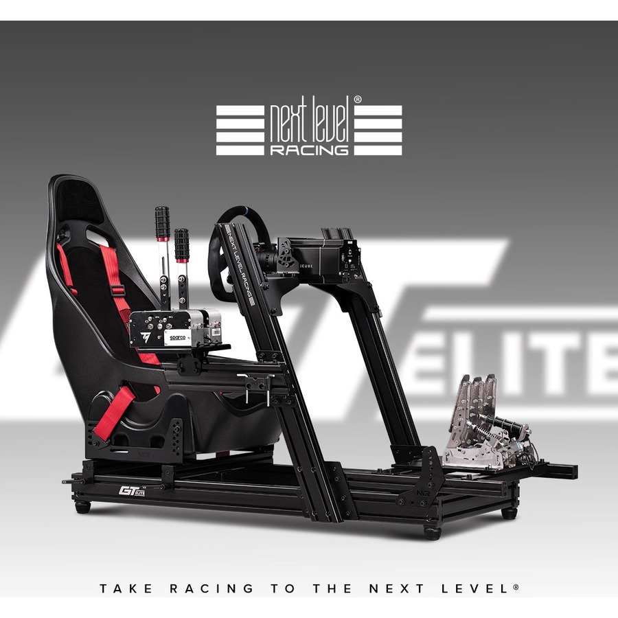 Next Level Racing GTElite Racing Simulator Cockpit- Front & Side Mount Edition - Carbon, Steel