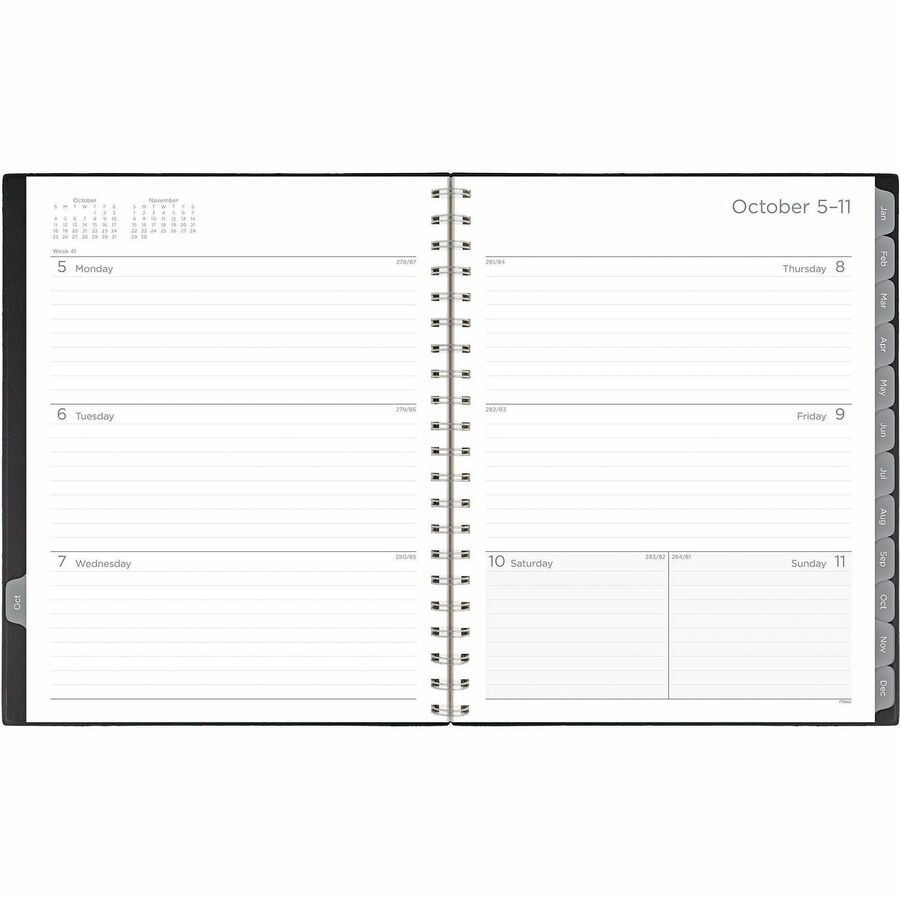 Mead Basic Weekly Monthly Planner, Black, Large, 8 1/2" x 11" - Large - Weekly, Monthly - 15 Month - October 2025 to December 2026 - 1 Week, 1 Month Double Page Layout - 8 1/2" x 11" Sheet Size - Twin Wire - Black - Poly - Black Cover - 1 Each
