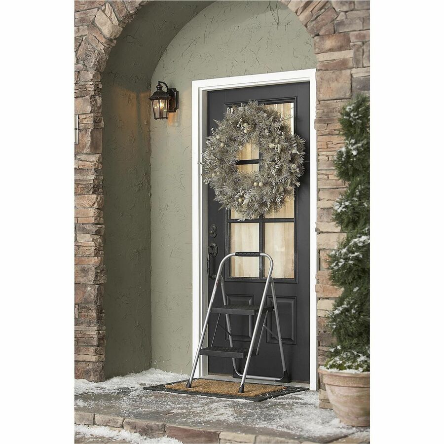 Cosco 2-Step Big Step Folding Step Stool - 2 Step - 200 lb Load Capacity - Type III - 17.7" Width x 22.8" Depth x 34.6" Height - Platinum, Black