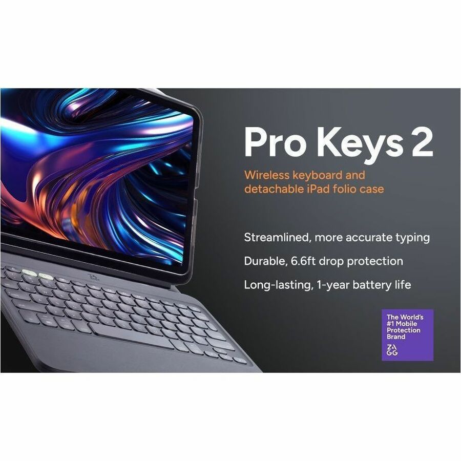 ZAGG - Étui pour clavier/housse Pro Keys 2 (Folio) pour 10,9 po à 11 po Apple iPad Air (4e g&eacute;n&eacute;ration), iPad Air (5&egrave;me g&eacute;n&eacute;ration) Tablette - Noir