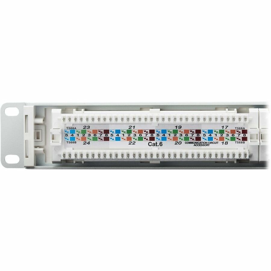 Eaton Tripp Lite Series 24-Port Cat6 Patch Panel - 4PPoE Compliant, 110/Krone, 568A/B, RJ45 Ethernet, 1U Rack-Mount, White, TAA