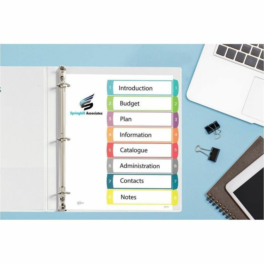 Avery Ready Index&reg; Customizable Table of Contents Dividers 8 Tabs, for Laser and Inkjet Printers