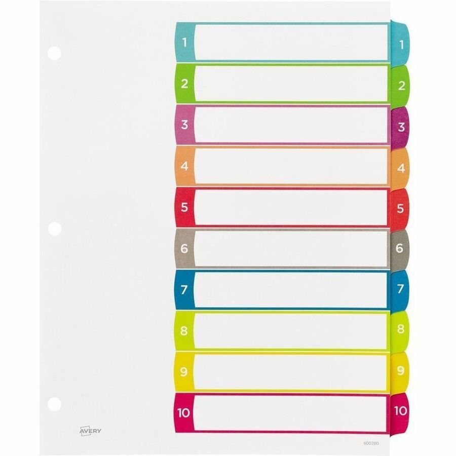 Intercalaires Ready Index&reg; personnalisables avec table des mati&egrave;res 10 onglets, pour imprimantes à laser ou jet d'encre