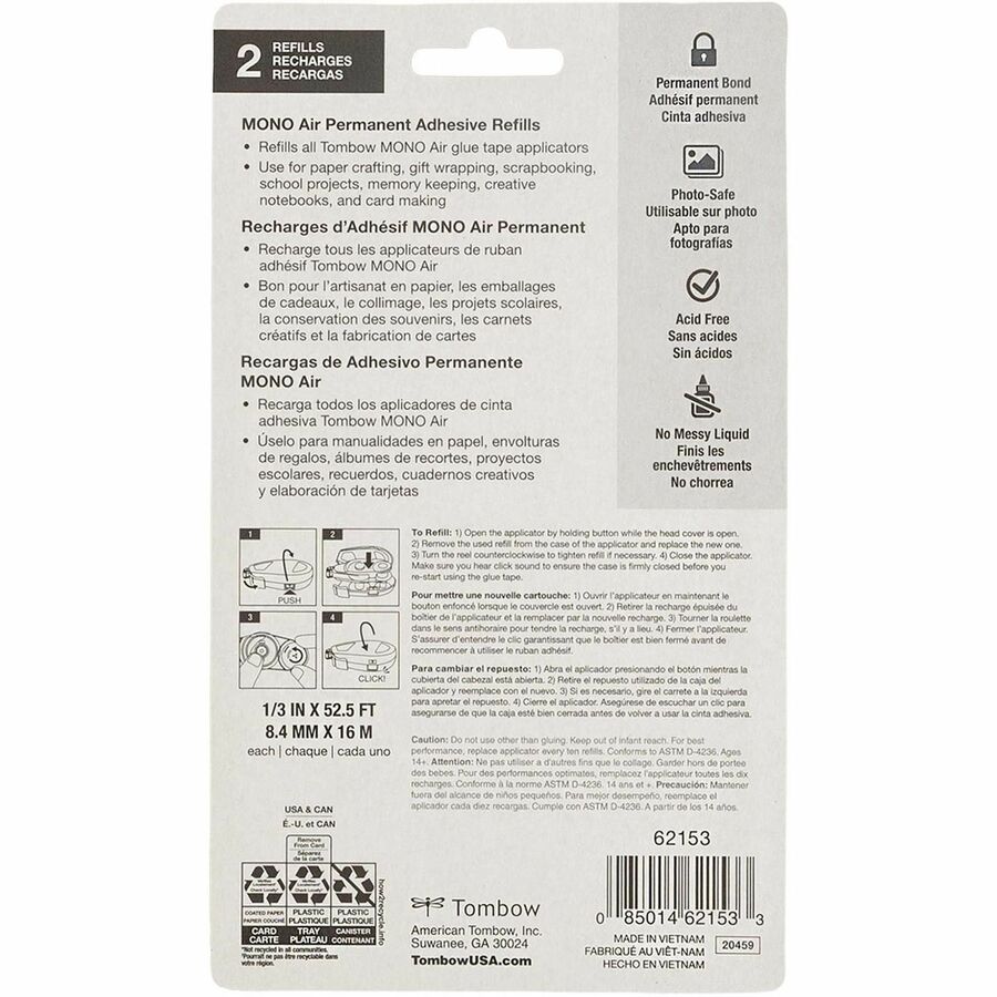 Tombow Refill 2-Pack, MONO Air Touch Adhesive