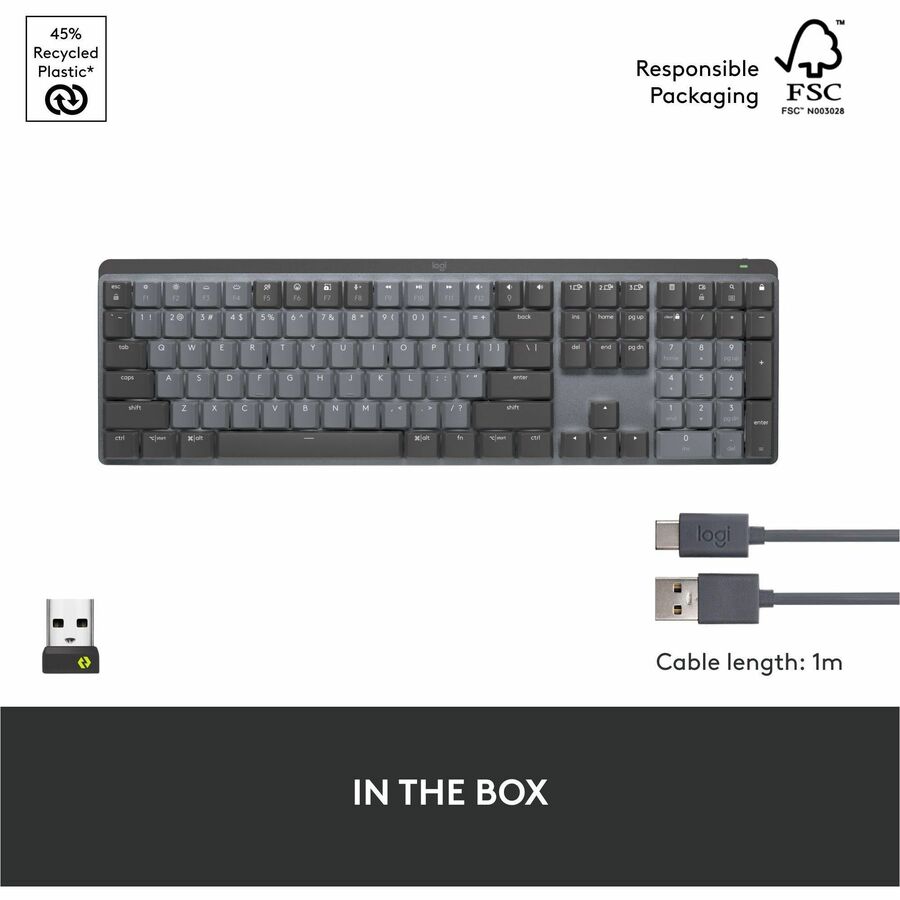 Clavier MX Mechanical - Sans fil Connectivit&eacute; - USB Interface - Graphite Logitech