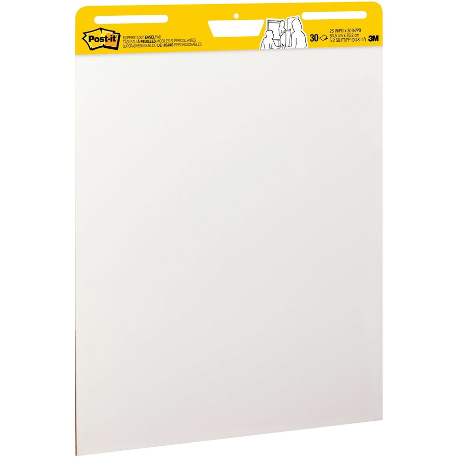 Post-it® Super Sticky Easel Pad - 30 Sheets - Plain - Stapled - 18.50 lb  Basis Weight - 25 x 30 - White Paper - Self-adhesive, Repositionable