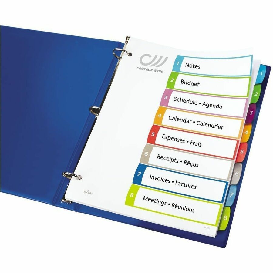 Avery Ready Index&reg; Customizable Table of Contents Dividers 8 Tabs, for Laser and Inkjet Printers
