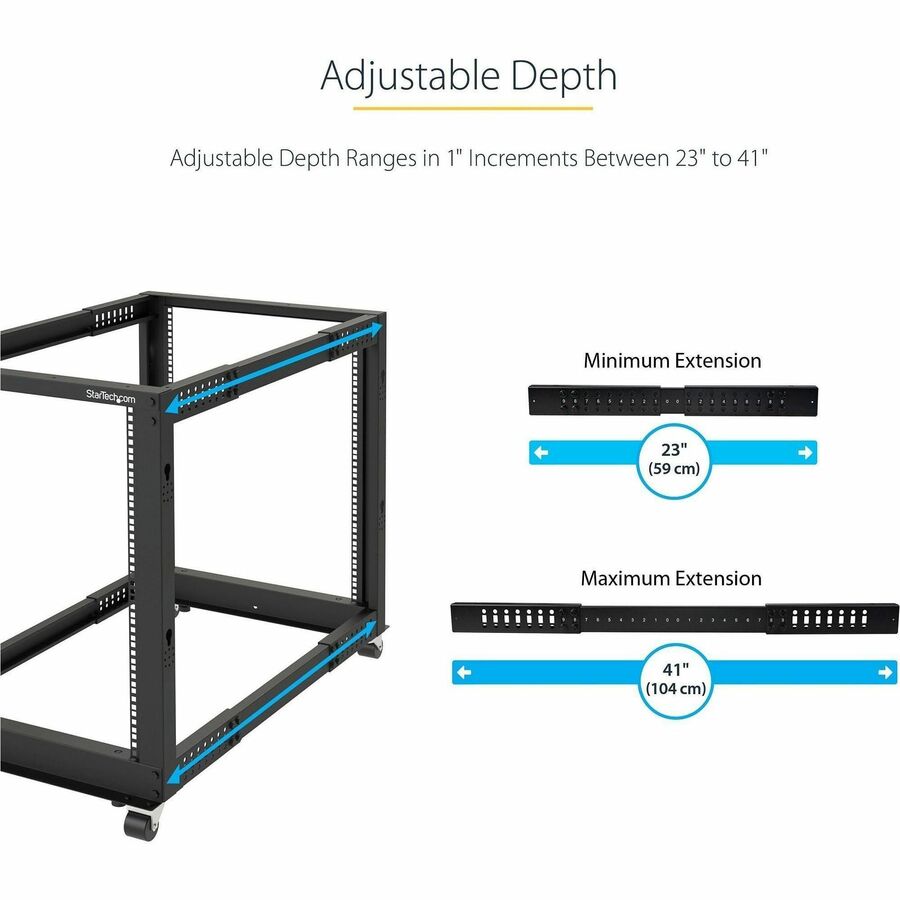 StarTech.com 18U Open Frame Rack - 4 Post - Adjustable Depth - For ...