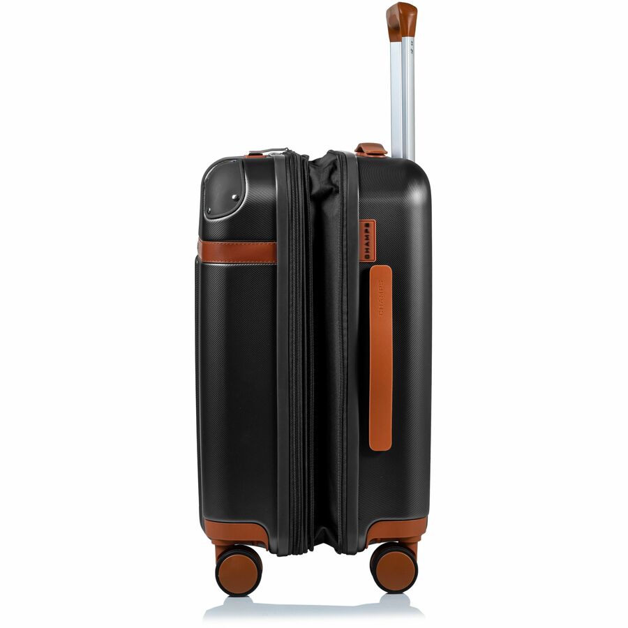 Black polycarbonate carry-on suitcase with spinner wheels for travel — alternate view 12