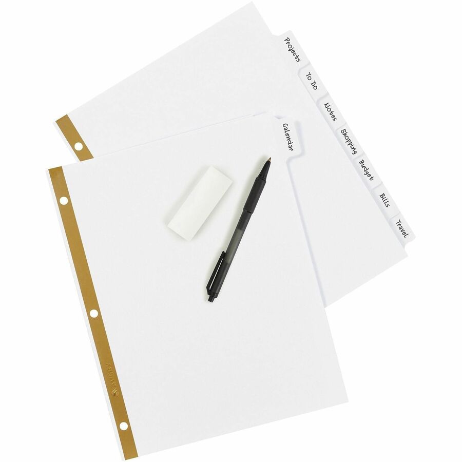 Avery&reg; - Grand onglet Intercalaires &eacute;criture et effa&ccedil;ables 8 onglets