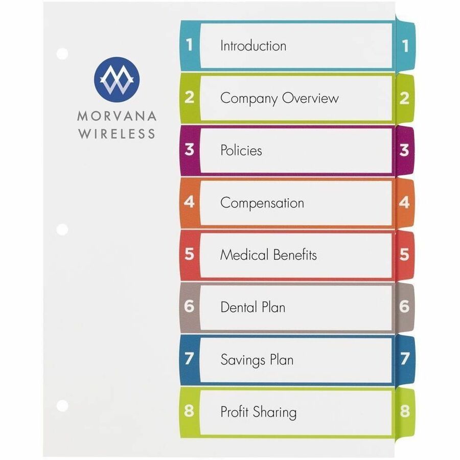 Avery Ready Index&reg; Customizable Table of Contents Dividers 8 Tabs, for Laser and Inkjet Printers