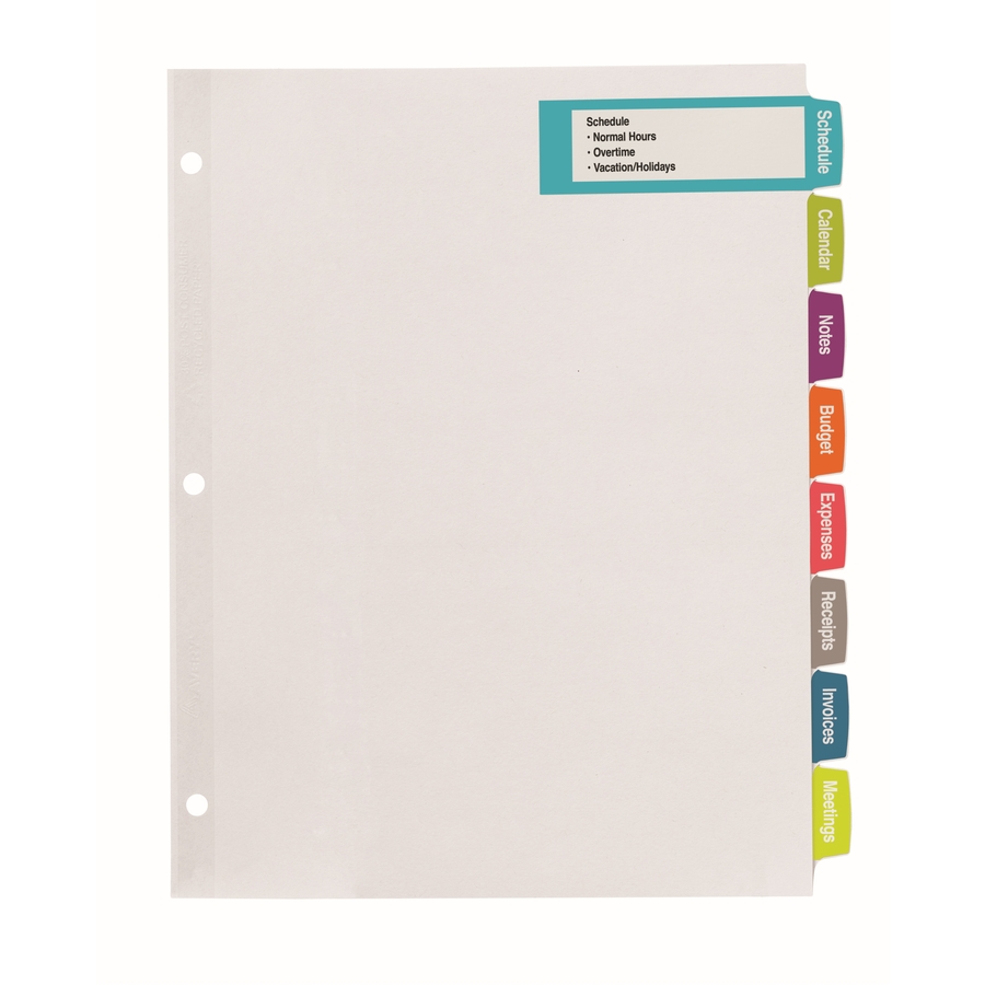 AVE14441 - Avery® Big Tab Printable Large White Dividers with Easy Peel ...