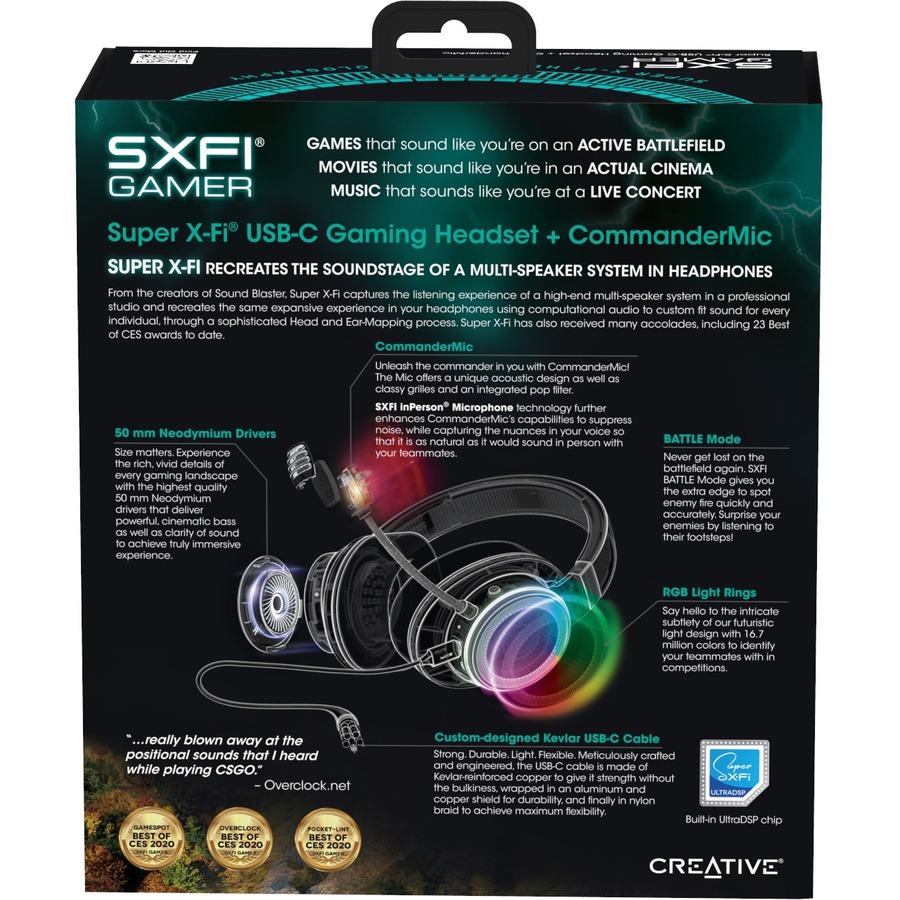 Creative SXFI AIR GAMER – Super X-Fi® USB-C Gaming Headset with Bluetooth®  4.2 + CommanderMic - Creative Labs (Pan Euro)