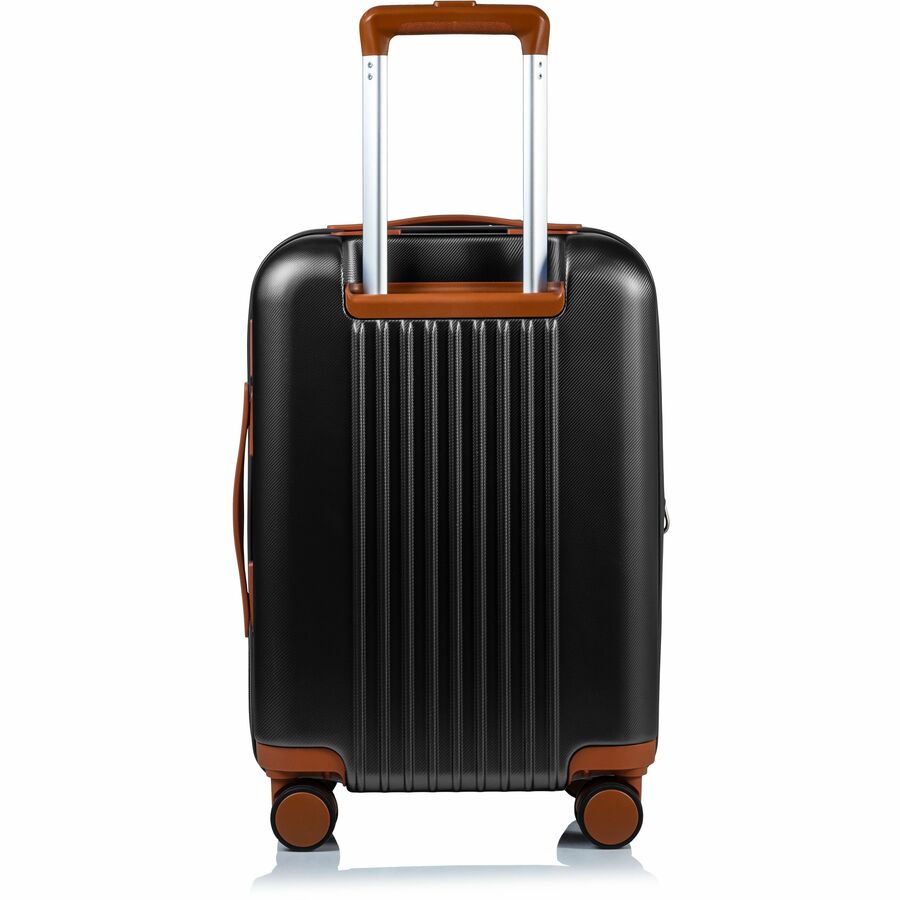Black polycarbonate carry-on suitcase with spinner wheels for travel — alternate view 15