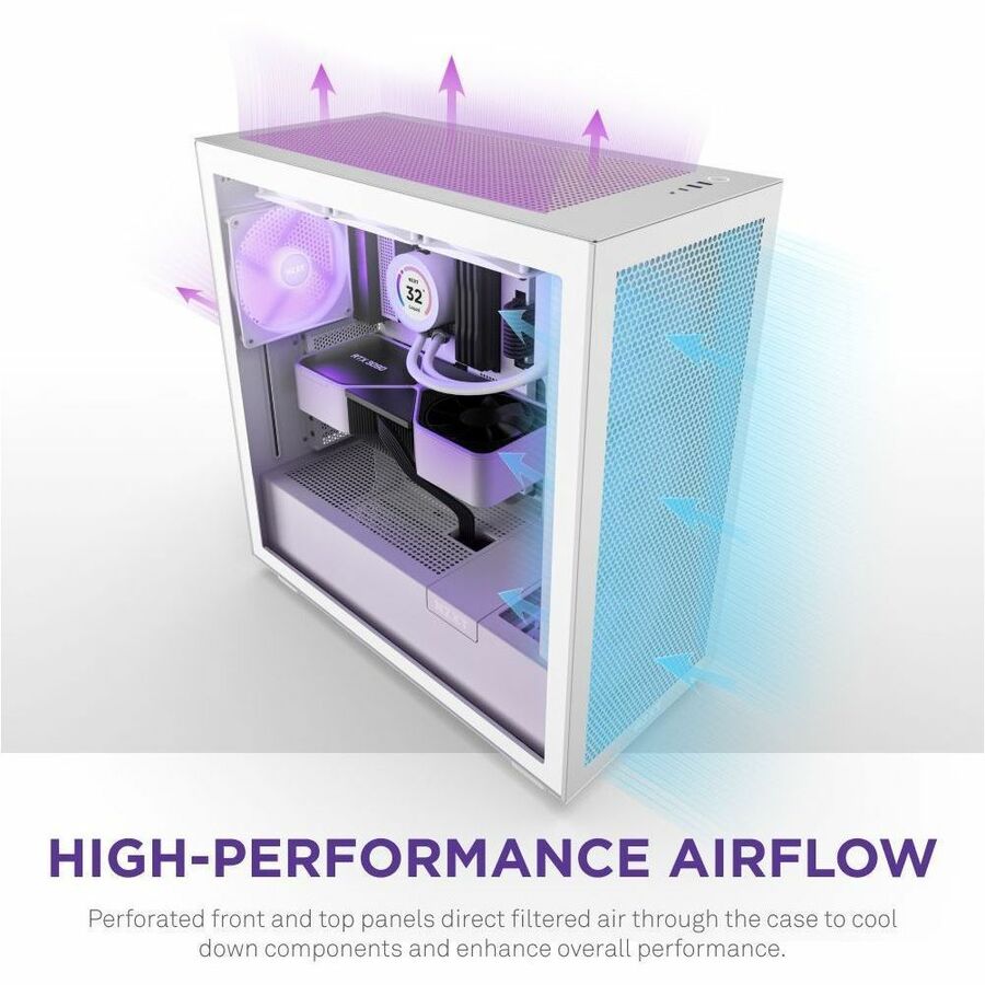 NZXT H7 Flow Mid-Tower Case (White) CM-H71FW-01 B&H Photo Video