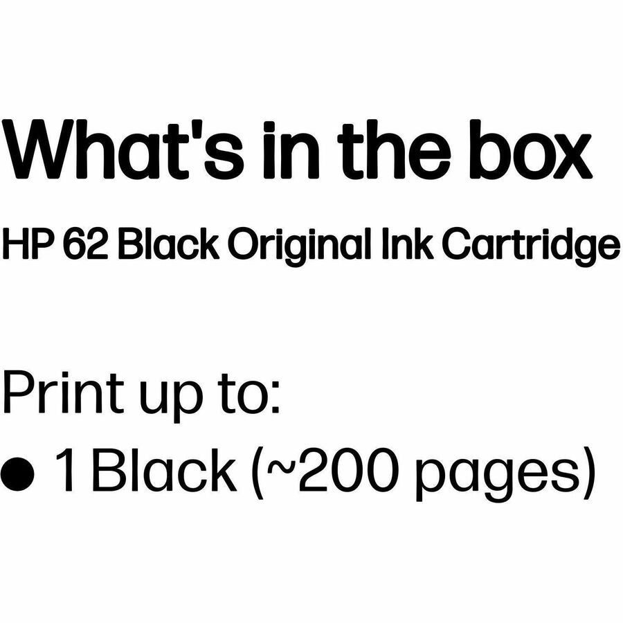 HP - Cartouche jet d'encre 62 D'origine Jet d'encre - Paquet unique - Noir - 1 chaque