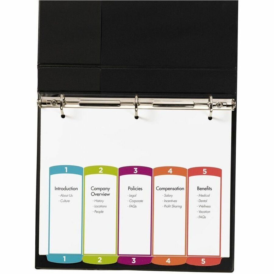 Intercalaires Ready Index&reg; personnalisables avec table des mati&egrave;res 5 onglets, pour imprimantes Laser et Jet d'encre