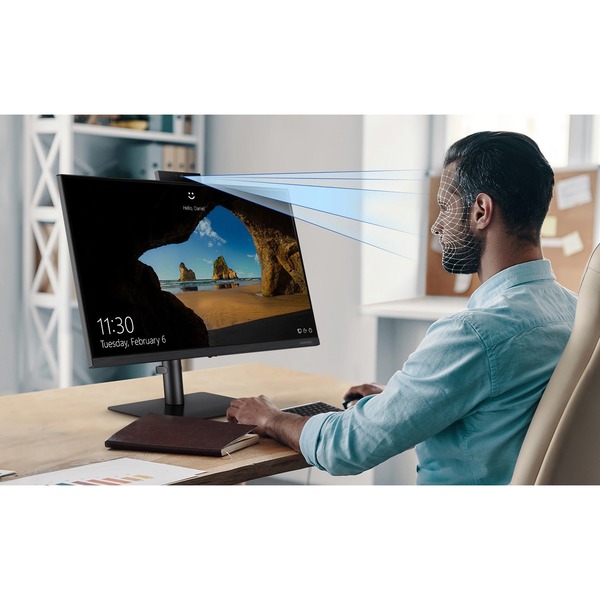 Samsung - A400 Series 24" IPS LED FHD FreeSync Monitor with Webcam - Black(Open Box)