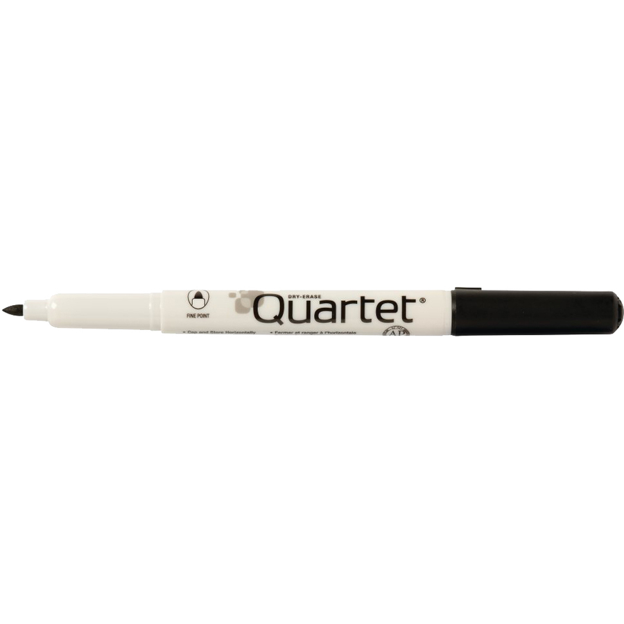 Quartet Classic Low Odor Dry-Erase Markers, Fine Tip, DryGuard Ink, Black,  12 Pack